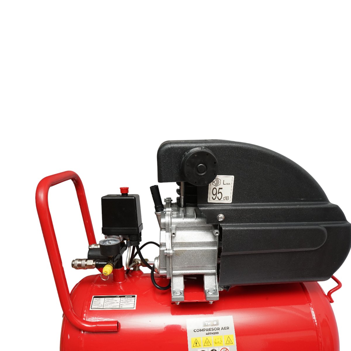 Compresor aer volum 50L, putere motor 1.5KW/2CP, presiune maxima 8 bar, volum aer aspirat 195L THOR